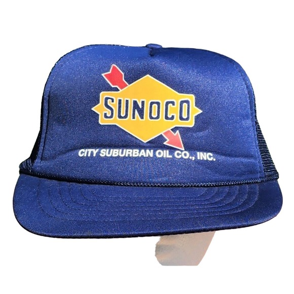 City Surburban Oil Co. Sunoco Trucker Hat Mesh Back Snapback Adjustable Rope - Picture 1 of 6